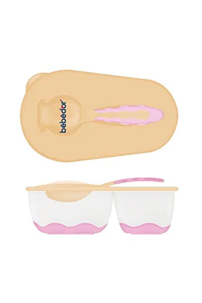 Bebedor 6 Months Yellow 2-Compartment Plate and Spoon Set