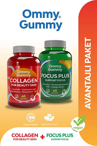 Ommy Gummy 2’li Cilt ve Hafıza & Odaklanma Vitamini 60 Çiğnenebilir Tablet