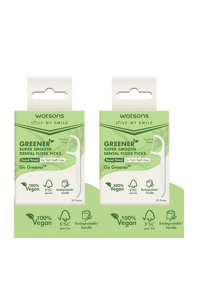 Watsons 50 Pieces x 2 Pieces Greener Super Smooth Toothpick Floss