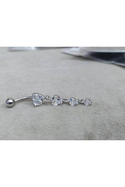 AyçaSilver Sallantılı Zirkon Taşlı Göbek Piercing