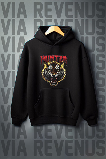 Vordevia Хантер Тигр з принтом - 3 кишені-кенгуру, оверсайз-худі з капюшоном