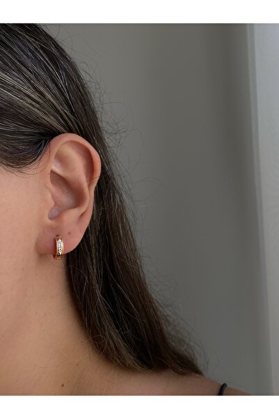 Owentis Çelik Rose Gold Mini Taşlı Terry Halka Küpe -kararma Yapmaz-