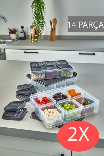 Alacarte 14 Piece Leak Proof Storage Set - Breakfast and Icebox Containers, with Vacuum Lid