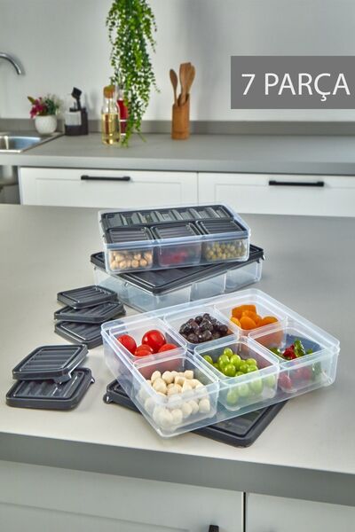 Alacarte 7 Parça Sızdırmaz Saklama Kabı Kahvaltılık ve Buzluk Saklama Kabı Va...