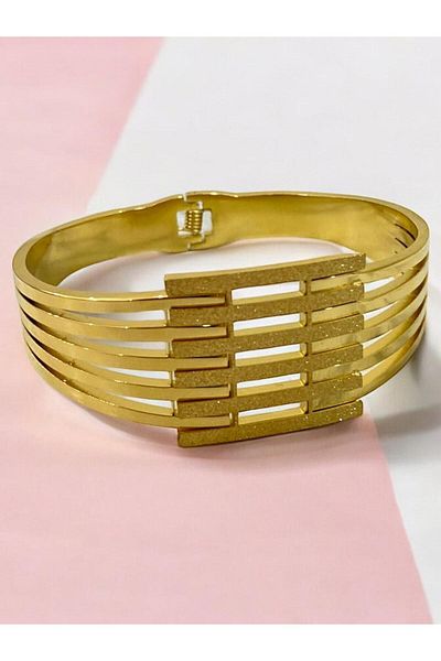 stainless steell Stainless Steel Rib Cuff Bracelet - Mihri.Accessory