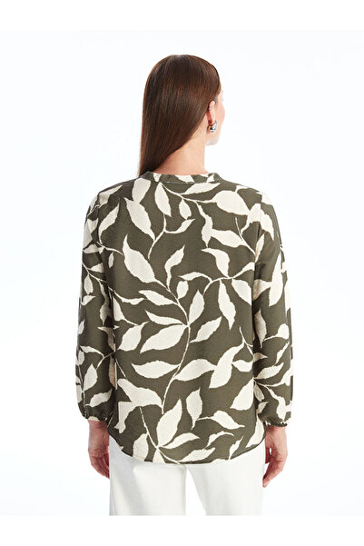 LC Waikiki Tie Collar Patterned Long Sleeve Women's Blouse