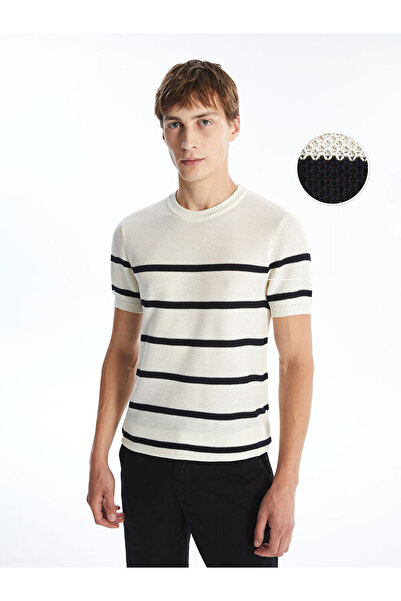 LC Waikiki Πλεκτό πουλόβερ ανδρικό ριγέ - λαιμόκοψη, κοντό μανίκι