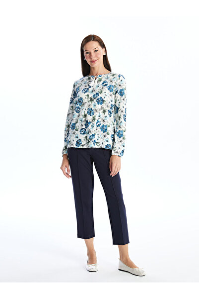 LC Waikiki Tie Collar Patterned Long Sleeve Women's Blouse