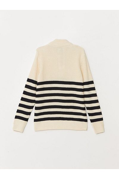 LC Waikiki Men's Stand Collar Long Sleeve Striped Sweater - W4Ba72Z8
