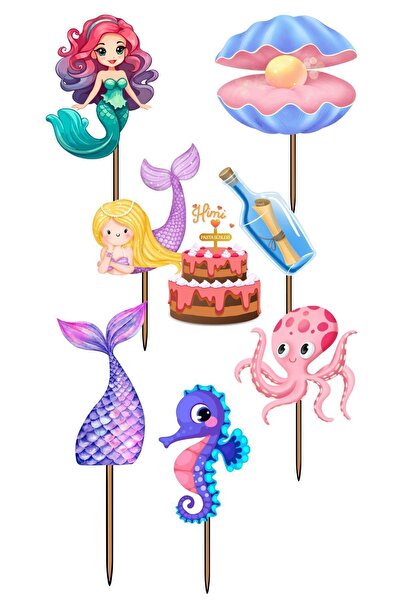 Himi Pasta Süsleri Deniz Kızı Kız Erkek Çocuk Maket Pasta Kürdanı Pasta Süsleri Cupcake Kürdan Süsleri
