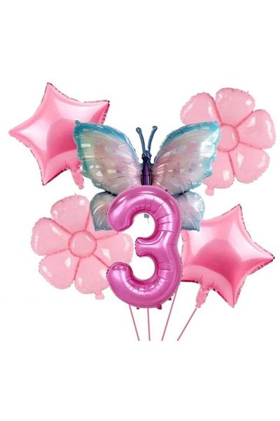DÜVENCİ TİCARET Foil Butterfly Patterned Wet Balloon Set