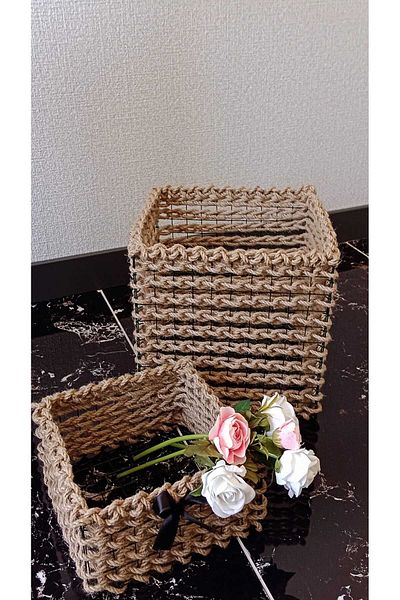 Egindra Wicker Handmade 2-Piece Square Corner Basket Set