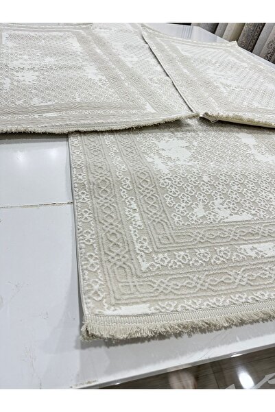 İnci Yatak Odası Halısı 3'lü Set Krem Renk Argın Halı