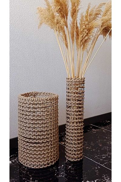 Egindra Natural Wicker Mesh Vase Laundry Basket - Set of 2 Organizer