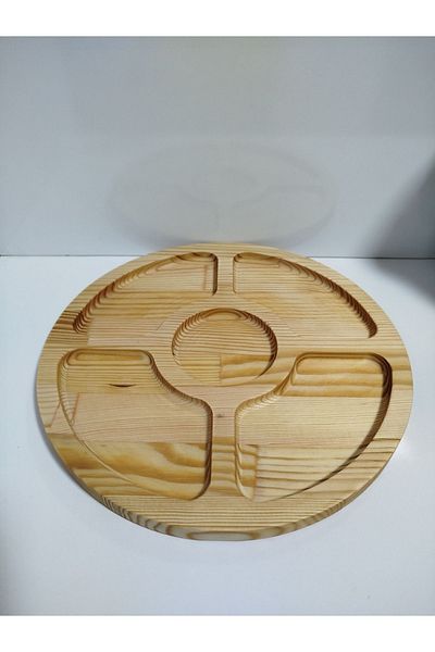 AR&MA WOOD 5 Compartments 360 Degree Rotating Natural Wooden Breakfast - Snack Bowl