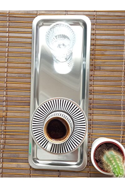 store trend 2 Li Lüx Çelik Dikdörtgen Tek Kişilik Servis Sunum Tepsisi 33x13 Cm