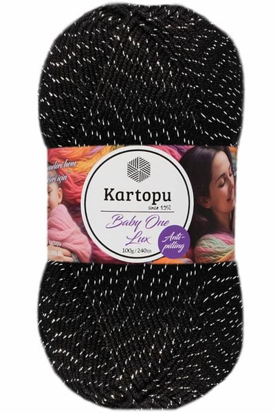 Kartopu Baby One Lux Μαύρο Γκλίτερ Ασημί Μαλλί - Χωρίς Κάνναβη K940-GÜ