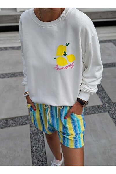 Jose Clothing Σειρά Amalfi - oversized με τύπωμα επένδυση fleece Φούτερ από οργανικό βαμβάκι