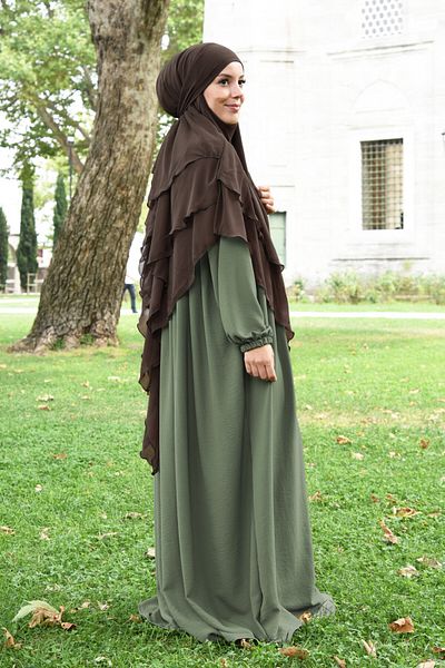 Fashion journey Airobion Fabric - Hijab Ferace Φόρεμα με πλισέ και φερμουάρ