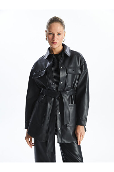 LC Waikiki Straight Oversize Women's Leather Look Coat