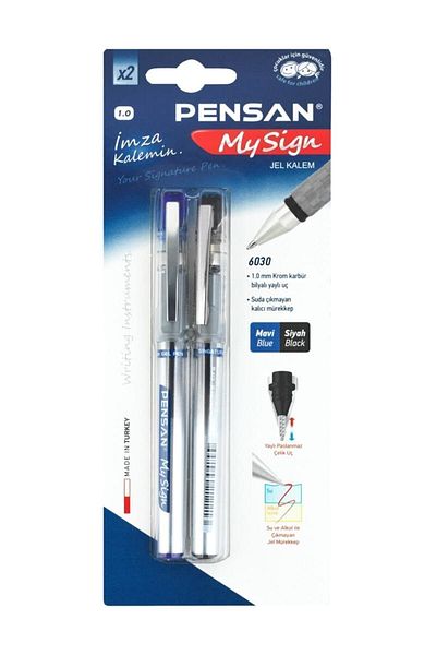 Pensan Rollerball Pen My-Sign Jell Blue Black Set of 2 Signature Pens Pe06030Rkms