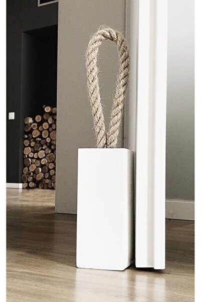 LALEZEN HOME Hasır İpli Dikdörtgen Beyaz Beton Kapı Stoperi