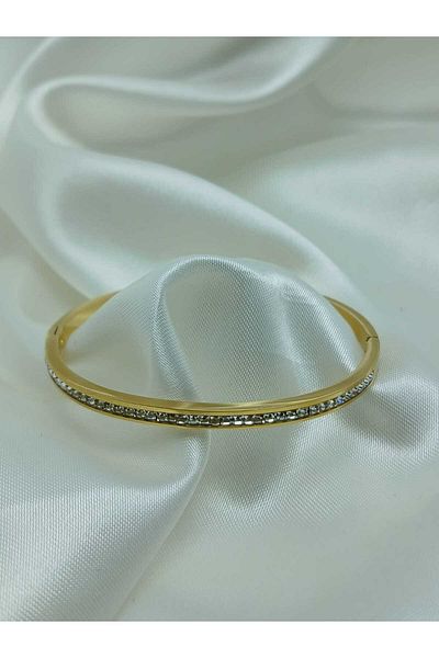 staınless steel Gold and Silver Colored Steel Thin Uzere Stone Handcuffs