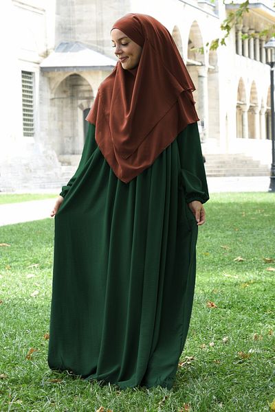 Fashion journey Airobion Fabric - Hijab Ferace Φόρεμα με πλισέ και φερμουάρ