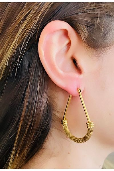 VNS Accessories Steel Drop Model Mesh Earrings