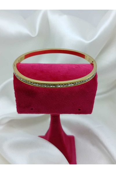 staınless steel Gold and Silver Colored Steel Thin Uzere Stone Handcuffs