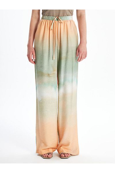 LC Waikiki Wide Leg and Elastic Waist Tie-Dyed Women's Trousers