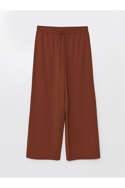LC Waikiki Women's Palazzo Trousers - Straight Cut with Elastic Waist