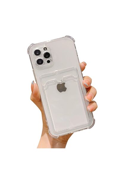 hey lori Korumalı Şeffaf / Kartlıklı iPhone 15 Pro Uyumlu  Kılıfı