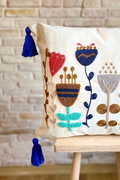 SWITA Single Decorative Special Design Punch Embroidered Throw Pillow Cover