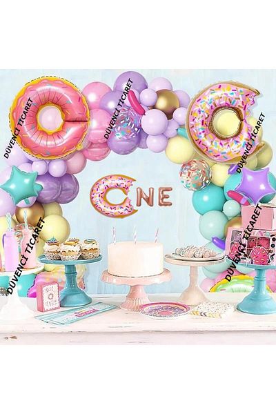 DÜVENCİ TİCARET مجموعة بالونات وسلسلة لعيد الميلاد من DONUT FOIL