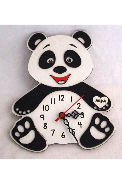 mrchediyesepeti Children's Room Cute Teddy Bear Wall Clock with Color and Name Options