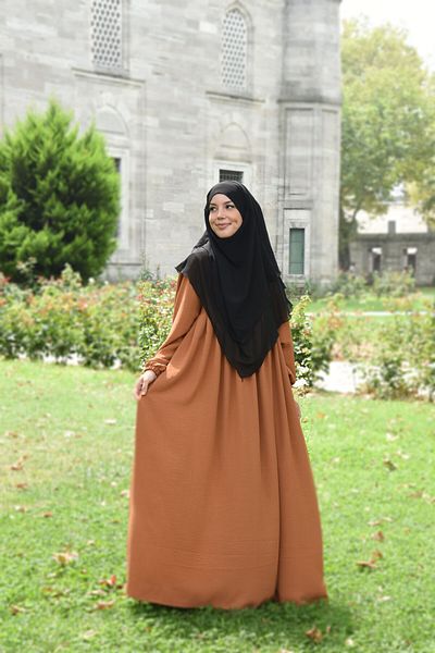 Fashion journey Airobion Fabric - Hijab Ferace Φόρεμα με πλισέ και φερμουάρ