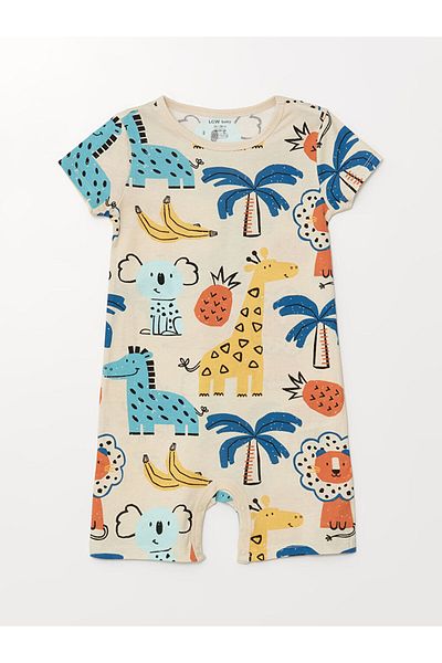 LC Waikiki Set mit 2 bedruckten Stramplern mit Rundhalsausschnitt für Babys