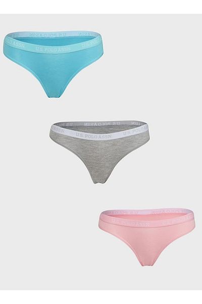 U.S. Polo Assn. Pachet de 3 chiloți multicolori pentru femei din bumbac Lycra