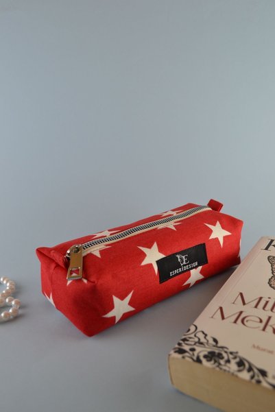 esperidesign Design Red Large Pencil Case Pen Holder Makeup Bag Multi-Purpose Organizer