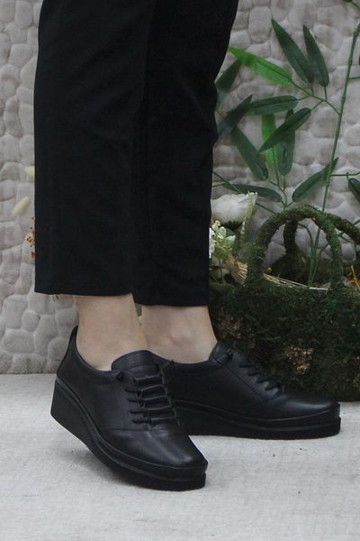 Mehmet Mete 4299 Model Piele Naturală Neagră - Pantofi de damă moi și elastici