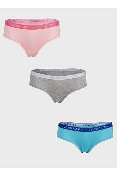 U.S. Polo Assn. Women's Cotton Lycra 3 Pack Multicolored Shorts Panties
