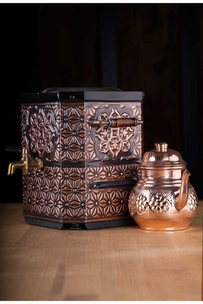 EMSALSAN Elektrikli Çay Semaveri Bakır Demlik Hediye