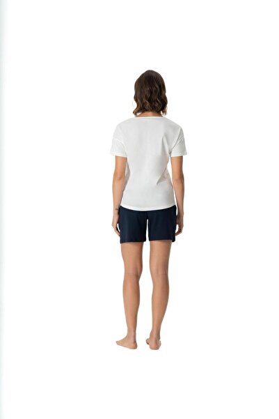 U.S. Polo Assn. Us Polo Assn. Women's Ecru Wide Collar T-Shirt and Shorts Set - 02Y.K1M.Ke.6X.R9.8P.5