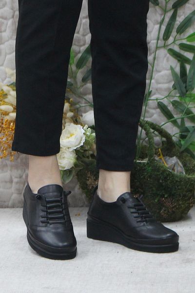 Mehmet Mete 4299 Model Piele Naturală Neagră - Pantofi de damă moi și elastici