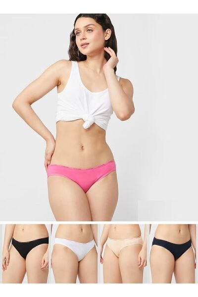 U.S. Polo Assn. Kadın Mix Renkli 5'li Paket Likralı Pamuklu Modal Düşük Bel Slip Külot