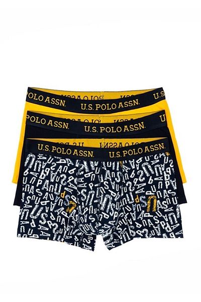 U.S. Polo Assn. Ανδρικό κίτρινο-ναυτικό μποξεράκι 3 Pack Cotton Lycra