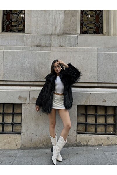 MEECY Dámský kabát s černým šálovým límcem