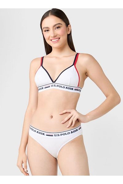 U.S. Polo Assn. Women's Cotton Lycra Solid Color 2-Piece Bustier Slip Set