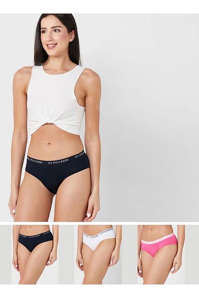 U.S. Polo Assn. Women's Cotton Lycra 3 Pack Multicolored Shorts Panties